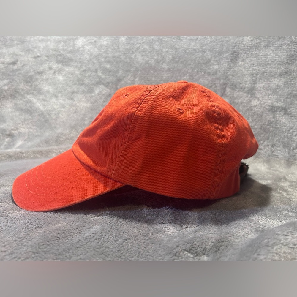 Ralph Lauren Orange Chino Embroidered Baseball Cap w/ Green Pony Logo - Picture 3 of 9